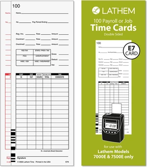 Universal Payroll/Job Time Cards,Double-Sided,For 7000E / 7500E Time Clocks,E79-100,White,(Pack of 500) Universal Payroll/Job Time Cards,Double-Sided,For 7000E / 7500E Time Clocks,E79-100,White,(Pack of 500)