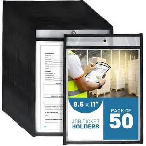 50 Pack Job Ticket Holders 8.5x11 - Work Order Plastic Sleeves for Documents - 8 1/2 x 11 Shop Ticket Holders - Heavy Duty Sheet Protectors - Dry Erase Pocket Sleeves - Dry Erase Clear Pocket Sleeve 50 Pack Job Ticket Holders 8.5x11 - Work Order Plastic Sleeves for Documents - 8 1/2 x 11 Shop Ticket Holders - Heavy Duty Sheet Protectors - Dry Erase Pocket Sleeves - Dry Erase Clear Pocket Sleeve
