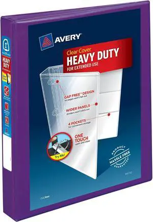 Heavy-Duty View Binder 1 Inch Purple | One-Touch EZD Rings | DuraHinge Design | Holds 50% More | Pack of 12 Heavy-Duty View Binder 1 Inch Purple | One-Touch EZD Rings | DuraHinge Design | Holds 50% More | Pack of 12