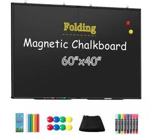 Folding Magnetic Chalkboard - 60 x 40 Large Black Aluminum Frame Chalk Board Words Sign Wall Decor for Business, Menu, School, Office - Magnet Bulletin Display Board Pizarra Folding Magnetic Chalkboard - 60 x 40 Large Black Aluminum Frame Chalk Board Words Sign Wall Decor for Business, Menu, School, Office - Magnet Bulletin Display Board Pizarra