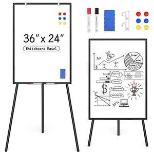 Magnetic Whiteboard Easel Stand, Dry Erase 36 x 24 White Board with Height Adjustable Tripod Stand, 3' x 2' Flipchart Easel Stand Presentation Board with Black Frame, 6 Magnets, 1 Eraser, 2 Pens Magnetic Whiteboard Easel Stand, Dry Erase 36 x 24 White Board with Height Adjustable Tripod Stand, 3' x 2' Flipchart Easel Stand Presentation Board with Black Frame, 6 Magnets, 1 Eraser, 2 Pens