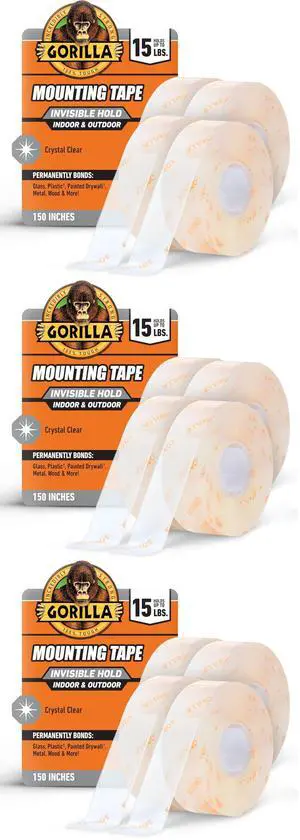 Tough & Clear Double Sided Mounting Tape, Clear Tape, 1" x 150" - Weatherproof for Indoor or Outdoor | (Pack of 12) Tough & Clear Double Sided Mounting Tape, Clear Tape, 1" x 150" - Weatherproof for Indoor or Outdoor | (Pack of 12)