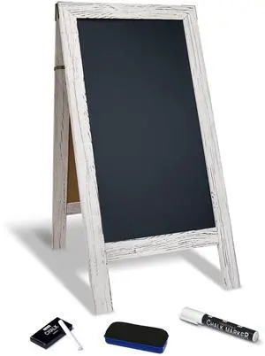 Magnetic A-Frame Chalkboard Sign, Extra Large 20" x 40", Standing Chalkboard Easel, with Chalk Marker + Chalk & Eraser, Sandwich Board Outdoor Sidewalk Sign,(Whitewash) Magnetic A-Frame Chalkboard Sign, Extra Large 20" x 40", Standing Chalkboard Easel, with Chalk Marker + Chalk & Eraser, Sandwich Board Outdoor Sidewalk Sign,(Whitewash)