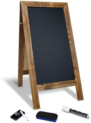 Magnetic A-Frame Chalkboard Sign, Extra Large 20" x 40", Standing Chalkboard Easel, with Chalk Marker + Chalk & Eraser, Sandwich Board Outdoor Sidewalk Sign,(Rustic Brown) Magnetic A-Frame Chalkboard Sign, Extra Large 20" x 40", Standing Chalkboard Easel, with Chalk Marker + Chalk & Eraser, Sandwich Board Outdoor Sidewalk Sign,(Rustic Brown)