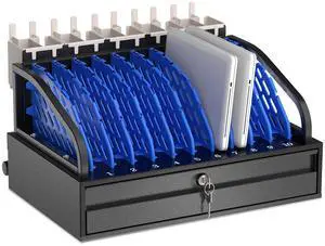 10-Device Open Charging Station for Chromebooks, iPads & Tablets | Heavy-Duty Steel Charging Rack with Lockable Storage Drawer, Multi-Device Charging Organizer for School, Office, Hospital 10-Device Open Charging Station for Chromebooks, iPads & Tablets | Heavy-Duty Steel Charging Rack with Lockable Storage Drawer, Multi-Device Charging Organizer for School, Office, Hospital