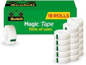 Magic Tape, Invisible, Home Office Supplies and Back to School Supplies for College and Classrooms, 18 Rolls (Pack of 8) Magic Tape, Invisible, Home Office Supplies and Back to School Supplies for College and Classrooms, 18 Rolls (Pack of 8)
