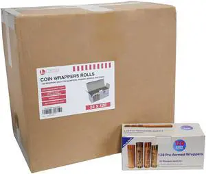 3072 Pcs Preformed Coin Roll Wrappers - Quarters, Pennies, Nickels and Dimes (Pack 24x128) 3072 Pcs Preformed Coin Roll Wrappers - Quarters, Pennies, Nickels and Dimes (Pack 24x128)