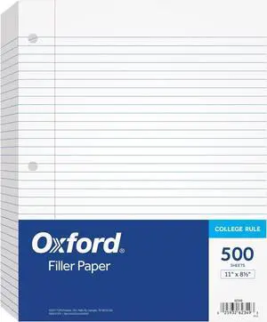 Loose Leaf Paper,500 Sheets,College Rule Filler Notebook Paper,8-1/2" x 11",3-Hole Punched Fits 3-Ring Binders (62349),(Pack of 10) Loose Leaf Paper,500 Sheets,College Rule Filler Notebook Paper,8-1/2" x 11",3-Hole Punched Fits 3-Ring Binders (62349),(Pack of 10)