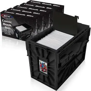 Short Comic Book Bin | Holds 150 Comics | Stackable Plastic Storage | Acid-Free Organizer | Black, 5 Pack Short Comic Book Bin | Holds 150 Comics | Stackable Plastic Storage | Acid-Free Organizer | Black, 5 Pack
