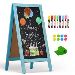A-Frame Chalkboard 40" x 20", Chalk Board Sign Board Magnetic Sandwich Board Pine Wooden Freestanding Double-Sided Chalkboard Easel for Restaurant Cafe Shop Wedding Party, Blue A-Frame Chalkboard 40" x 20", Chalk Board Sign Board Magnetic Sandwich Board Pine Wooden Freestanding Double-Sided Chalkboard Easel for Restaurant Cafe Shop Wedding Party, Blue