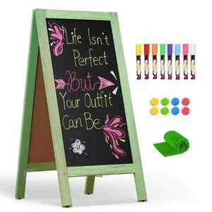 A-Frame Chalkboard 40" x 20", Double Sided Chalk Board Sign Board Freestanding Magnetic Sandwich Board Pine Wooden Chalkboard Easel for Cafe Shop Restaurant Wedding Party, Green A-Frame Chalkboard 40" x 20", Double Sided Chalk Board Sign Board Freestanding Magnetic Sandwich Board Pine Wooden Chalkboard Easel for Cafe Shop Restaurant Wedding Party, Green