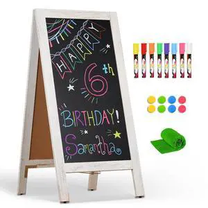 A-Frame Double-Sided Magnetic Chalkboard 40"x20", Solid Pine Wood Freestanding Sandwich Board for Restaurants, Cafes, Weddings (Rustic White) A-Frame Double-Sided Magnetic Chalkboard 40"x20", Solid Pine Wood Freestanding Sandwich Board for Restaurants, Cafes, Weddings (Rustic White)