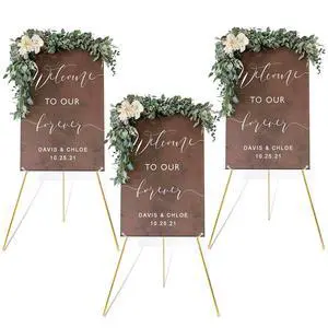 Easel Stand for Wedding Sign Poster 63'' Instant Display Easel for Floor Adjustable Metal Art Easel Gold 3 Pack Easel Stand for Wedding Sign Poster 63'' Instant Display Easel for Floor Adjustable Metal Art Easel Gold 3 Pack