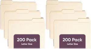 File Folders Letter Sized,1/3-Cut Tab,Assorted Positions,Letter Size Manila Folders,200 Per Box,(Pack of 2) File Folders Letter Sized,1/3-Cut Tab,Assorted Positions,Letter Size Manila Folders,200 Per Box,(Pack of 2)