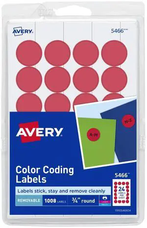 Print/Write Self-Adhesive Removable Labels, 0.75 Inch Diameter, Red, 18 Packs (5466) Print/Write Self-Adhesive Removable Labels, 0.75 Inch Diameter, Red, 18 Packs (5466)