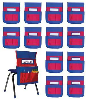 Carson Dellosa 12-Piece Chairback Buddy Pocket Chart Chair Set, 15" W x 19" H Desk Buddy Pocket Organizer With Name Tag, Back of Chair Organizer for Classroom Supplies, Chair Pockets for Classroom Carson Dellosa 12-Piece Chairback Buddy Pocket Chart Chair Set, 15" W x 19" H Desk Buddy Pocket Organizer With Name Tag, Back of Chair Organizer for Classroom Supplies, Chair Pockets for Classroom