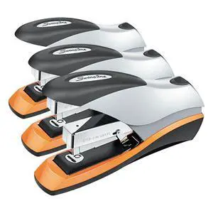 Stapler, 70 Sheet Capacity, Optima 70, Jam Free, Reduced Effort, Soft Grip, Metal, Silver/Black/Orange (87875) (Pack of 3) Stapler, 70 Sheet Capacity, Optima 70, Jam Free, Reduced Effort, Soft Grip, Metal, Silver/Black/Orange (87875) (Pack of 3)