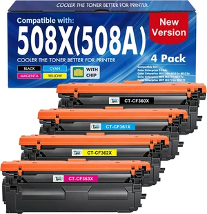 508X 508A M553 Toner Cartridge Set CF360X CF360A High Yield New Version | Compatible for HP Color LaserJet Enterprise M553 M552 MFP M577 Series M552dn M553dn M553n M553x Printer 4 Pack 508X 508A M553 Toner Cartridge Set CF360X CF360A High Yield New Version | Compatible for HP Color LaserJet Enterprise M553 M552 MFP M577 Series M552dn M553dn M553n M553x Printer 4 Pack