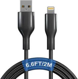 6.6 FT Chew Proof iPhone Charging Cable - MFi Cat Proof Lightning Cable, Heavy-Duty Cat & Dog Chew-Proof Metal Lightning Cord with 3A Fast Charging, Data Sync, Carplay for iPhone14 13 12 11 X 8 7 6 5 6.6 FT Chew Proof iPhone Charging Cable - MFi Cat Proof Lightning Cable, Heavy-Duty Cat & Dog Chew-Proof Metal Lightning Cord with 3A Fast Charging, Data Sync, Carplay for iPhone14 13 12 11 X 8 7 6 5