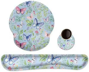 Ergonomic Keyboard Mouse Pad Wrist Rest Support Set for Laptop/Computer/Desktop,Memory Foam Hand Rest Wrist Cushion for Gaming/Office,Lightweight Comfortable & Pain Relief (Butterflies) Ergonomic Keyboard Mouse Pad Wrist Rest Support Set for Laptop/Computer/Desktop,Memory Foam Hand Rest Wrist Cushion for Gaming/Office,Lightweight Comfortable & Pain Relief (Butterflies)