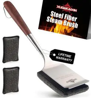 Bristle-Free Steam Cleaning Grill Brush Kit Luxurious Long Rosewood Handle, Includes 1 Replacement Head Safe BBQ Grill Cleaning for Outdoor Grill Great Gift for Men/Dad Bristle-Free Steam Cleaning Grill Brush Kit Luxurious Long Rosewood Handle, Includes 1 Replacement Head Safe BBQ Grill Cleaning for Outdoor Grill Great Gift for Men/Dad