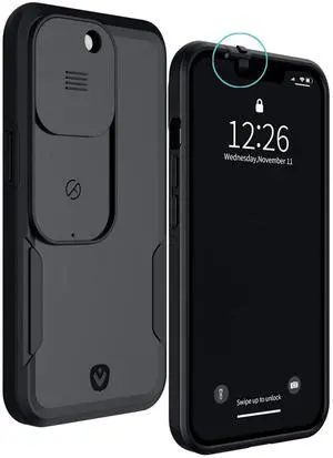 iPhone 13 Pro Case with Camera Covers Front and Rear | Protect Your iPhone and Privacy | 6-Foot Drop Proof | 6,1 Inch | Camera Protection by Valenta. Black iPhone 13 Pro Case with Camera Covers Front and Rear | Protect Your iPhone and Privacy | 6-Foot Drop Proof | 6,1 Inch | Camera Protection by Valenta. Black