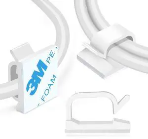 120PCS Adhesive Cable Wire Clips White, Cable Staples Outdoor Cable Management Wire Organizer Cord Holder for Under Desk, Car, Wall, TV PC Ethernet Cable 120PCS Adhesive Cable Wire Clips White, Cable Staples Outdoor Cable Management Wire Organizer Cord Holder for Under Desk, Car, Wall, TV PC Ethernet Cable