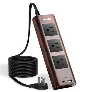 Power Strip Surge Protector (1800J) 10FT Extension Cord with Ultra Thin Flat Plug, 3 Widely-Spaced Outlets, 1 USB-C & 1 USB-A Port, Wood Finish Power Strip with USB for Home, Office or Dorm Power Strip Surge Protector (1800J) 10FT Extension Cord with Ultra Thin Flat Plug, 3 Widely-Spaced Outlets, 1 USB-C & 1 USB-A Port, Wood Finish Power Strip with USB for Home, Office or Dorm