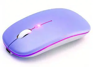 Wireless Bluetooth Mouse Rechargeable Long Lasting Dual Mode - BT 5.2 & 2.4G Silent RGB LED Mice, Slim Portable Ergonomic Mouse for Laptop/PC/Tablet/MacBook/iPad/Apple Devices(Purple) Wireless Bluetooth Mouse Rechargeable Long Lasting Dual Mode - BT 5.2 & 2.4G Silent RGB LED Mice, Slim Portable Ergonomic Mouse for Laptop/PC/Tablet/MacBook/iPad/Apple Devices(Purple)