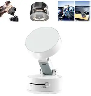 Foldable Magnetic Vacuum Phone Holder, 360° Electric Suction Car Mount, Double-Sided Swivel Stand for Car, Mirror, Gym, Kitchen, Hands-Free Portable Phone Holder (Wihte) Foldable Magnetic Vacuum Phone Holder, 360° Electric Suction Car Mount, Double-Sided Swivel Stand for Car, Mirror, Gym, Kitchen, Hands-Free Portable Phone Holder (Wihte)