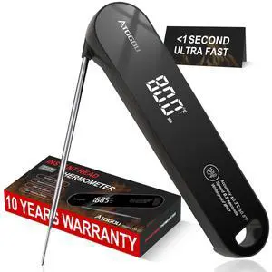 The Latest Thermocouple Food Thermometer. Faster: <1 Second Response time. More Accurate: ±0.5°F (0.3°C), IPX7 Waterproof, for Meat/Candy/Grill/BBQ etc. Fathers Day Gift, TH-22 Black The Latest Thermocouple Food Thermometer. Faster: <1 Second Response time. More Accurate: ±0.5°F (0.3°C), IPX7 Waterproof, for Meat/Candy/Grill/BBQ etc. Fathers Day Gift, TH-22 Black