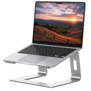 Laptop Stand, Aluminum Computer Riser, Ergonomic Laptops Elevator for Desk, Metal Holder Compatible with 10 to 15.6 Inches Notebook Computer, Silver Laptop Stand, Aluminum Computer Riser, Ergonomic Laptops Elevator for Desk, Metal Holder Compatible with 10 to 15.6 Inches Notebook Computer, Silver