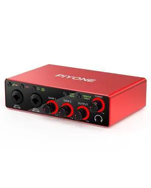 Audio Interface, 2X2 24-bit/192kHz Interface for High-Fidelity, Studio Quality PC/Mac/iOS Recording, XLR/TRS Combo Input, Monitor Mix/Loopback Function, One-Cable Setup(Alloy Red) Audio Interface, 2X2 24-bit/192kHz Interface for High-Fidelity, Studio Quality PC/Mac/iOS Recording, XLR/TRS Combo Input, Monitor Mix/Loopback Function, One-Cable Setup(Alloy Red)