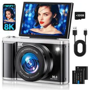 8K Digital Camera for Photography with WiFi 96MP Autofocus Vlogging Camera for YouTube Video 3.5'' 180°Flip Screen 20X Zoom Anti-Shake Compact Point and Shoot Cameras for Beginner Creator with SD Card 8K Digital Camera for Photography with WiFi 96MP Autofocus Vlogging Camera for YouTube Video 3.5'' 180°Flip Screen 20X Zoom Anti-Shake Compact Point and Shoot Cameras for Beginner Creator with SD Card