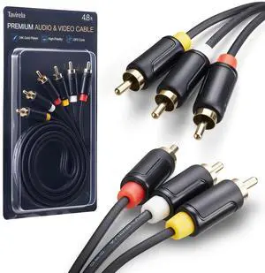 RCA AV Cable, 3 RCA Male to Male for DVD, PS1, PS2, VCR, 4.8 ft RCA AV Cable, 3 RCA Male to Male for DVD, PS1, PS2, VCR, 4.8 ft
