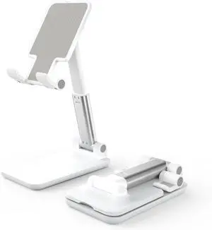 Cell Phone Stand, Foldable Height Angle Adjustable Cell Phone Holder for Desk, Portable Desktop Stand Compatible with All Mobile Phones, White Cell Phone Stand, Foldable Height Angle Adjustable Cell Phone Holder for Desk, Portable Desktop Stand Compatible with All Mobile Phones, White