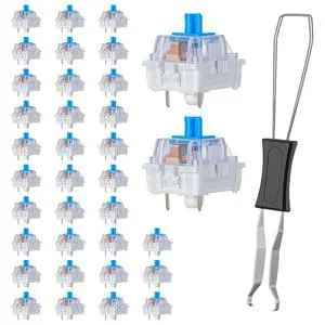 35Pcs Blue Switch Replacement with 1 Clip, 3 PIN Mechanical Keyboard Switch, Clicky with Strong Tactile Feedback, Accurate Typing, Dustproof, Office and Gaming LED Keyboard Universal Replacement Parts 35Pcs Blue Switch Replacement with 1 Clip, 3 PIN Mechanical Keyboard Switch, Clicky with Strong Tactile Feedback, Accurate Typing, Dustproof, Office and Gaming LED Keyboard Universal Replacement Parts
