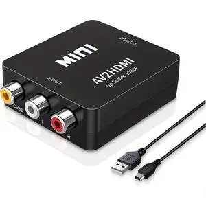 RCA to HDMI Converter,AV to HDMI Adapter,1080P Mini RCA Composite CVBS Video Audio Converter Adapter for PAL/NTSC for Wii / PS2/ PS3/TV/PC/STB/Xbox VHS/VCR/Blue-Ray DVD Players RCA to HDMI Converter,AV to HDMI Adapter,1080P Mini RCA Composite CVBS Video Audio Converter Adapter for PAL/NTSC for Wii / PS2/ PS3/TV/PC/STB/Xbox VHS/VCR/Blue-Ray DVD Players