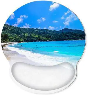 Mouse Pad with Gel Wrist Rest, Beach Ergonomic Mousepad with Wrist Support, Smooth Surface and Non-Slip PU Base, Portable Pain Relief Mousepad for Computer, Laptop, Office & Home Mouse Pad with Gel Wrist Rest, Beach Ergonomic Mousepad with Wrist Support, Smooth Surface and Non-Slip PU Base, Portable Pain Relief Mousepad for Computer, Laptop, Office & Home