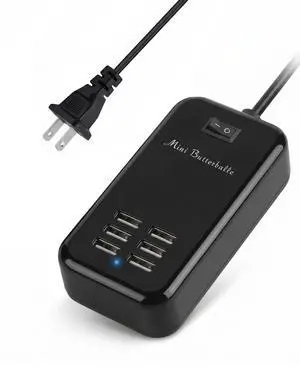 USB Charger Station, 6 Port Desktop Charging Station for Multiple Devices, Wall Power Strip with Switch USB Charger Station, 6 Port Desktop Charging Station for Multiple Devices, Wall Power Strip with Switch