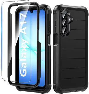 for Samsung Galaxy A17 5G Phone Case with Screen Protector, Heavy Duty Military Shockproof Full Body Durable TPU Protective Cover Case for Samsung A17 5G (Black) for Samsung Galaxy A17 5G Phone Case with Screen Protector, Heavy Duty Military Shockproof Full Body Durable TPU Protective Cover Case for Samsung A17 5G (Black)