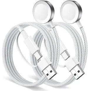 2Pack 2 in 1 USB A/C Cable for Apple Watch Charger,4Ft Braided Portable Designed for Magnetic Wireless iWatch Charging Cord,Vacation Camping Essentials for iWatch Series Ultra/SE/11-2-White 2Pack 2 in 1 USB A/C Cable for Apple Watch Charger,4Ft Braided Portable Designed for Magnetic Wireless iWatch Charging Cord,Vacation Camping Essentials for iWatch Series Ultra/SE/11-2-White
