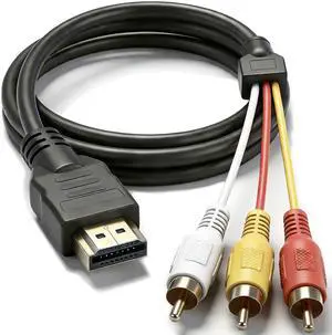 HDMI to RCA Converter, 1080P AV to HDMI Adapter Cord for DVD Player, New Device to Old CRT TV, Set-Top Box/Switch/Laptop to Legacy Devices, Phone/Tablet to Car Audio Video System 5ft/1.5m HDMI to RCA Converter, 1080P AV to HDMI Adapter Cord for DVD Player, New Device to Old CRT TV, Set-Top Box/Switch/Laptop to Legacy Devices, Phone/Tablet to Car Audio Video System 5ft/1.5m