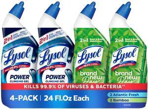 Toilet Bowl Cleaner, Max Strength Bathroom Cleaning Supplies, Clinging Gel, Disinfecting and Deodorizing, Bleach Free, Atlantic Fresh + Bamboo Scent, 24 oz (4 ct) Toilet Bowl Cleaner, Max Strength Bathroom Cleaning Supplies, Clinging Gel, Disinfecting and Deodorizing, Bleach Free, Atlantic Fresh + Bamboo Scent, 24 oz (4 ct)