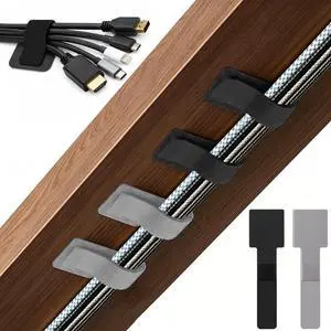 80 PCS Hook and Loop Cable Ties, Self Adhesive Cable Management Straps, Reusable Cord and Wire Organizer Clips for Under Desk, Computer, TV, Gaming Setup, Home Office and Kitchen, Black and Gray 80 PCS Hook and Loop Cable Ties, Self Adhesive Cable Management Straps, Reusable Cord and Wire Organizer Clips for Under Desk, Computer, TV, Gaming Setup, Home Office and Kitchen, Black and Gray
