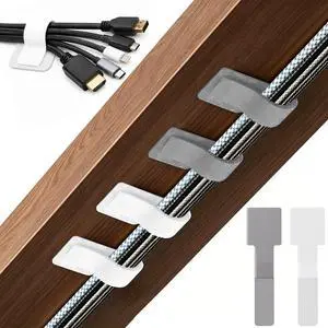 80 PCS Hook and Loop Cable Ties, Self Adhesive Cable Management Straps, Reusable Cord and Wire Organizer Clips for Under Desk, Computer, TV, Gaming Setup, Home Office and Kitchen, White and Gray 80 PCS Hook and Loop Cable Ties, Self Adhesive Cable Management Straps, Reusable Cord and Wire Organizer Clips for Under Desk, Computer, TV, Gaming Setup, Home Office and Kitchen, White and Gray