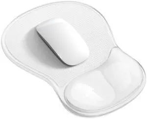 Mouse Pad with Wrist Rest,Ergonomic Mouse Pad with Comfortable Gel Wrist Rest Support and Non-Slip PU Base for Easy Typing Pain Relief, Durable and Washable (Transparent White) Mouse Pad with Wrist Rest,Ergonomic Mouse Pad with Comfortable Gel Wrist Rest Support and Non-Slip PU Base for Easy Typing Pain Relief, Durable and Washable (Transparent White)