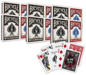 12pk Red & Black Rider Back Playing Cards, Standard Index, Decks of Cards, Premium Poker Cards for Blackjack, Casino Games & Family Game Night, 2 Count (Pack of 1) 12pk Red & Black Rider Back Playing Cards, Standard Index, Decks of Cards, Premium Poker Cards for Blackjack, Casino Games & Family Game Night, 2 Count (Pack of 1)