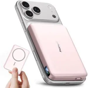 for Magsafe Portable Charger,10000mAh Power Bank with Type-C 20W PD Fast Charging, Lightweight and Slim, LED Display for Magsafe Battery Pack for iPhone 17/16/15/14 All Series, Pink for Magsafe Portable Charger,10000mAh Power Bank with Type-C 20W PD Fast Charging, Lightweight and Slim, LED Display for Magsafe Battery Pack for iPhone 17/16/15/14 All Series, Pink