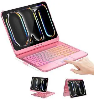 Keyboard Case for iPad Pro 11-inch (M5/2025, M4/2024) with 7-Color Backlight, 360 Swivel Protective Case with Pencil Holder, Multi-Touch Trackpad, Rose Gold Keyboard Case for iPad Pro 11-inch (M5/2025, M4/2024) with 7-Color Backlight, 360 Swivel Protective Case with Pencil Holder, Multi-Touch Trackpad, Rose Gold